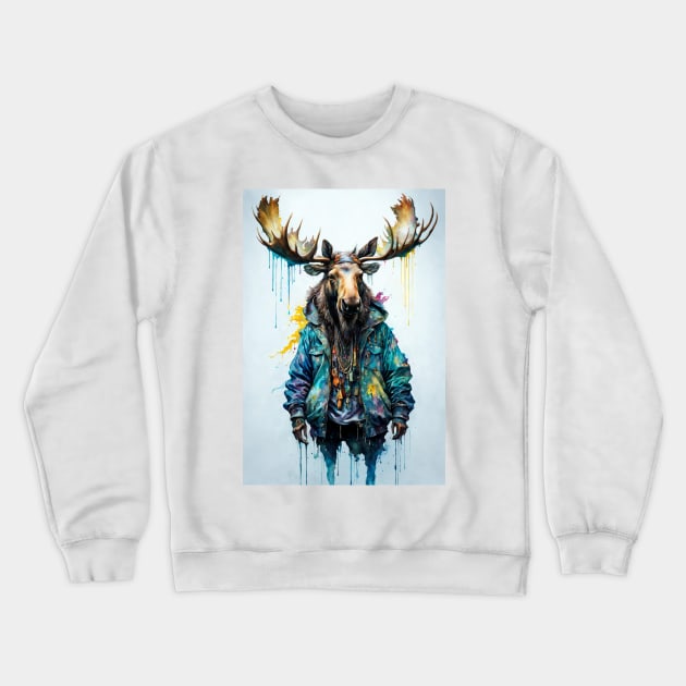 Hip Hop Moose Crewneck Sweatshirt by CandyShop